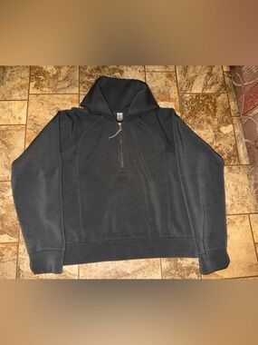 SPANX Women's Half-Zip Hooded Sweatshirt - Charcoal Gray